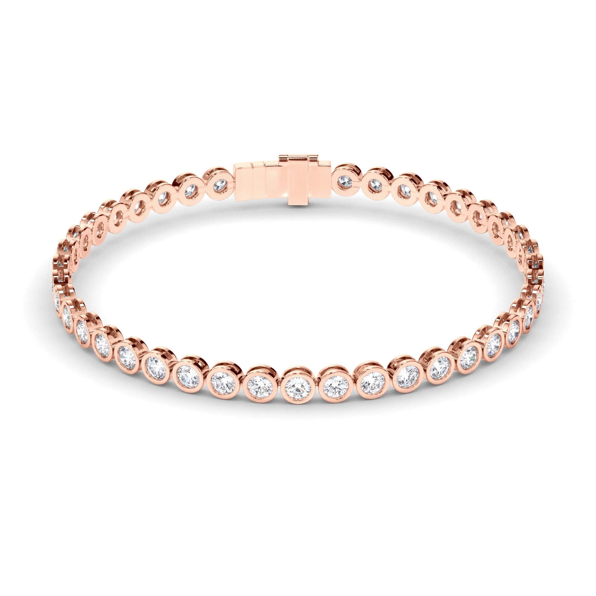 Round Brilliant Cut Laboratory Grown Diamond Bezel Set Tennis Bracelet