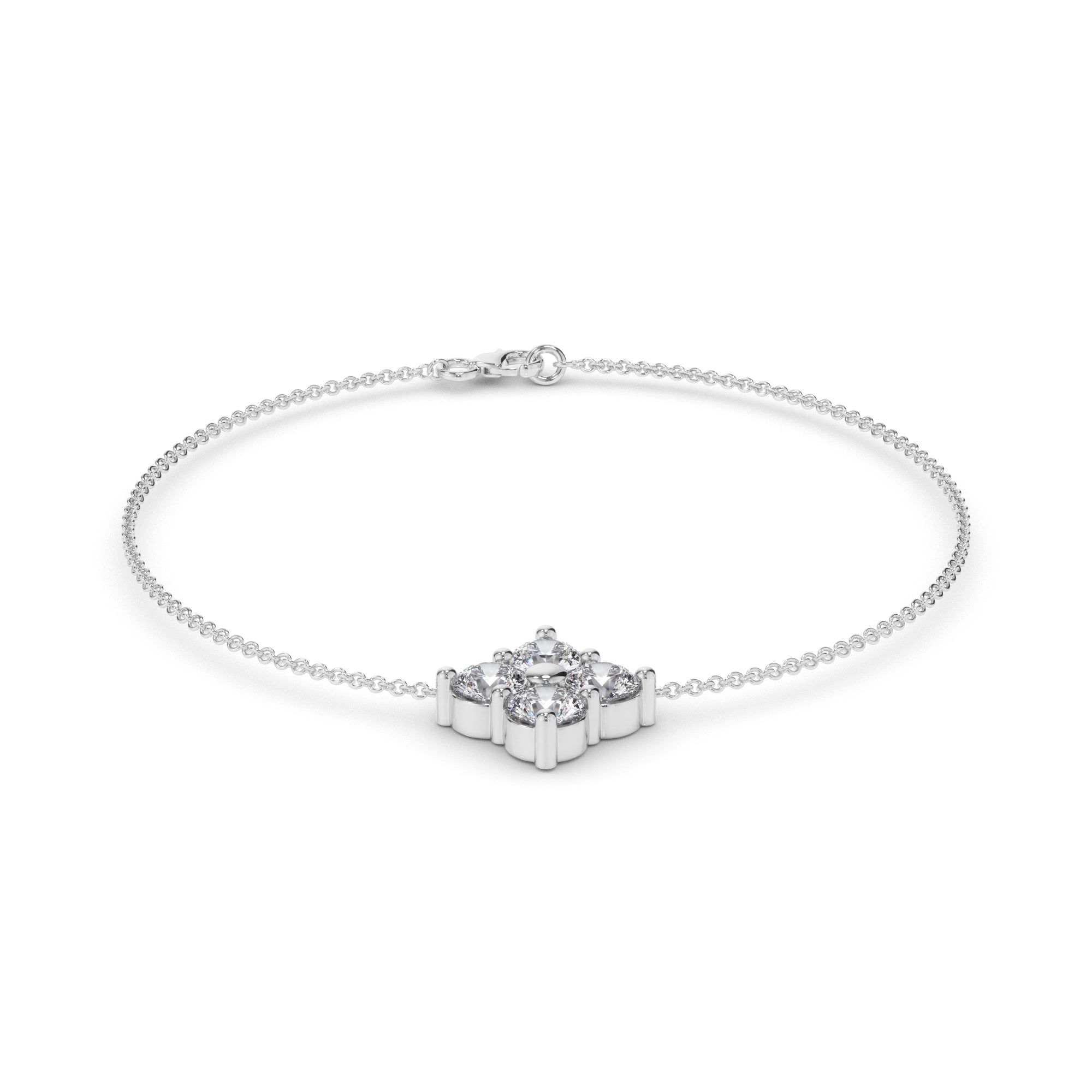 Round Brilliant Cut Laboratory Grown Diamond Clover Style Bracelet
