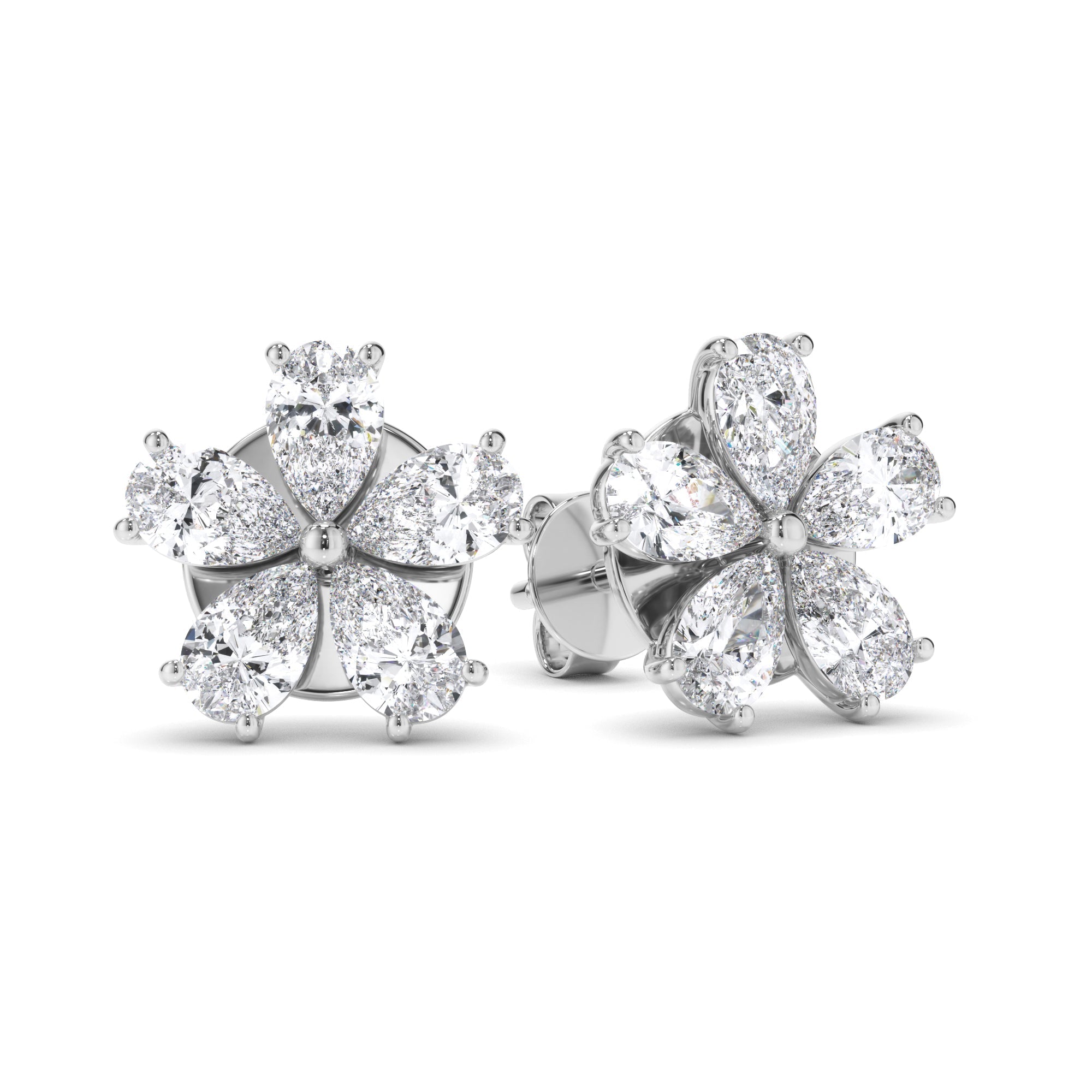 Pear Cut Diamond 5-Stone Stud Earrings