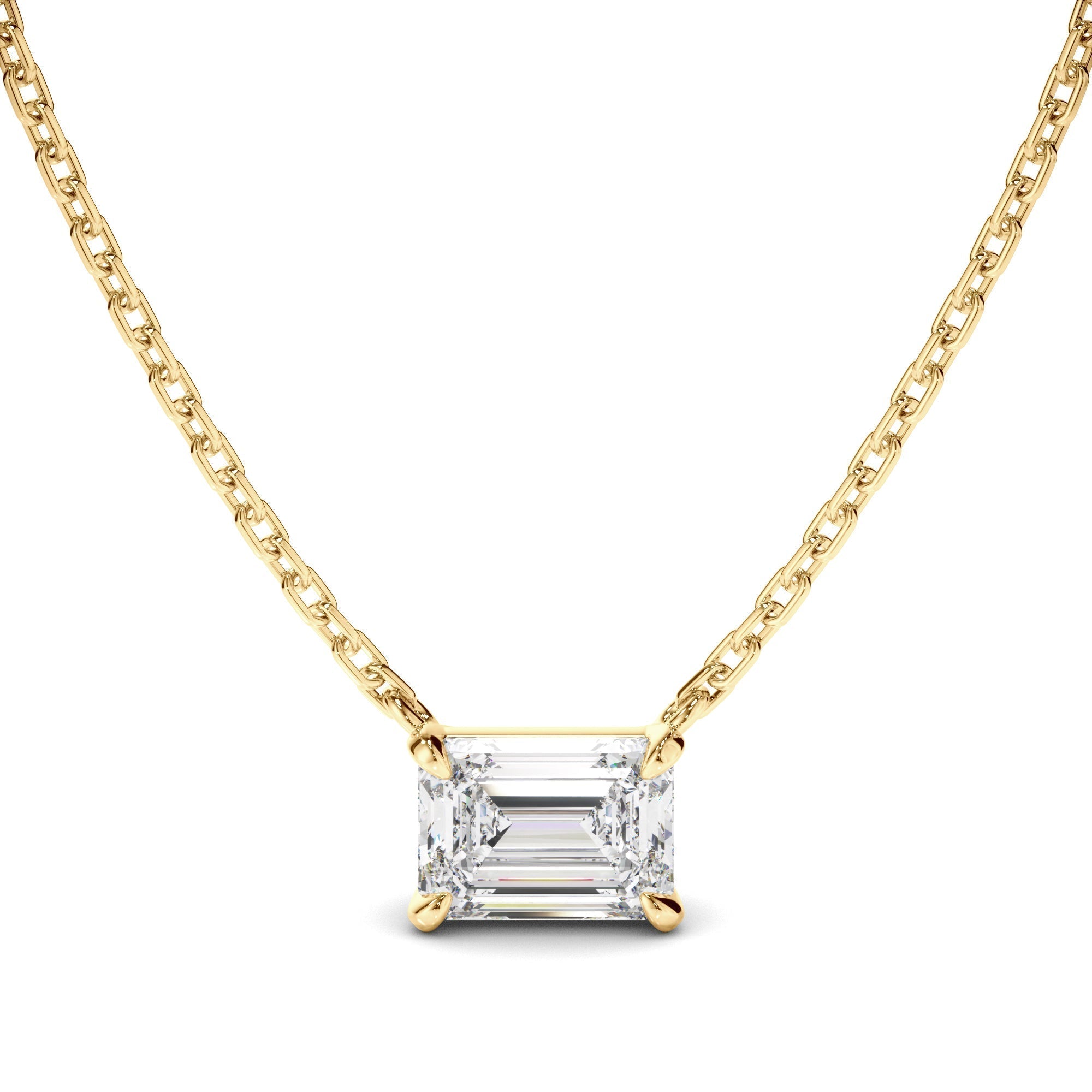 East West Emerald Cut Diamond Necklet