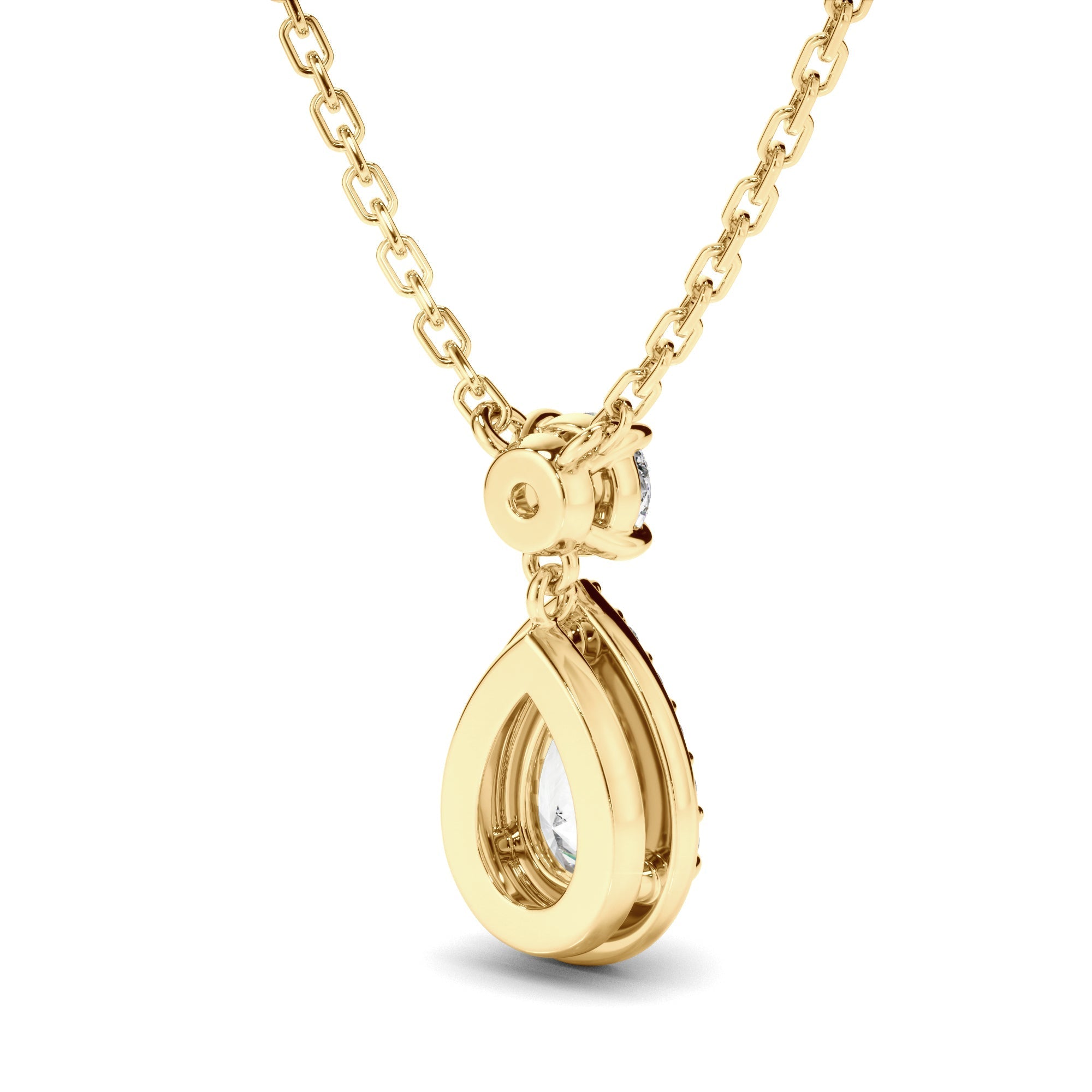 Pear Cut Diamond Halo Drop Pendant