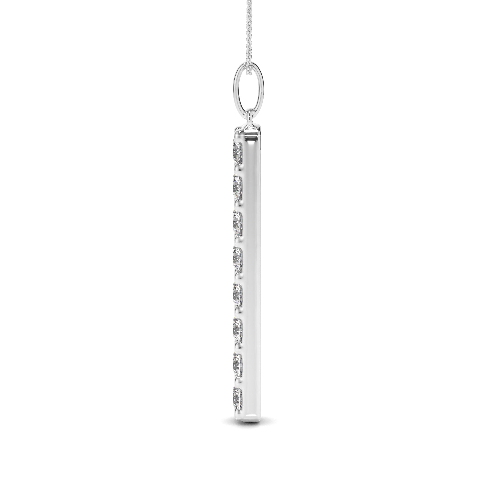 Round Brilliant Cut Diamond Drop Bar Pendant