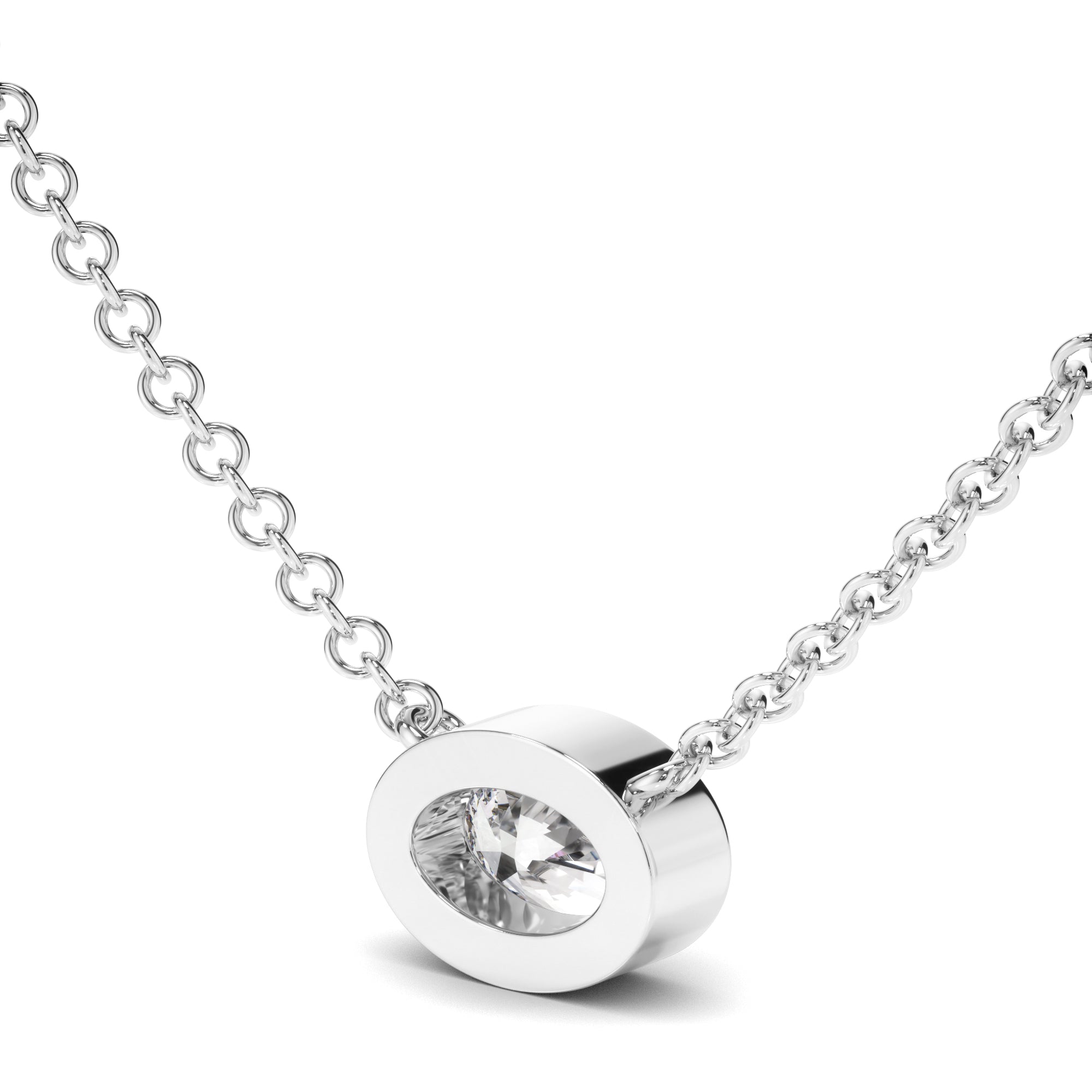 Oval Cut Diamond Bezel Set Necklet