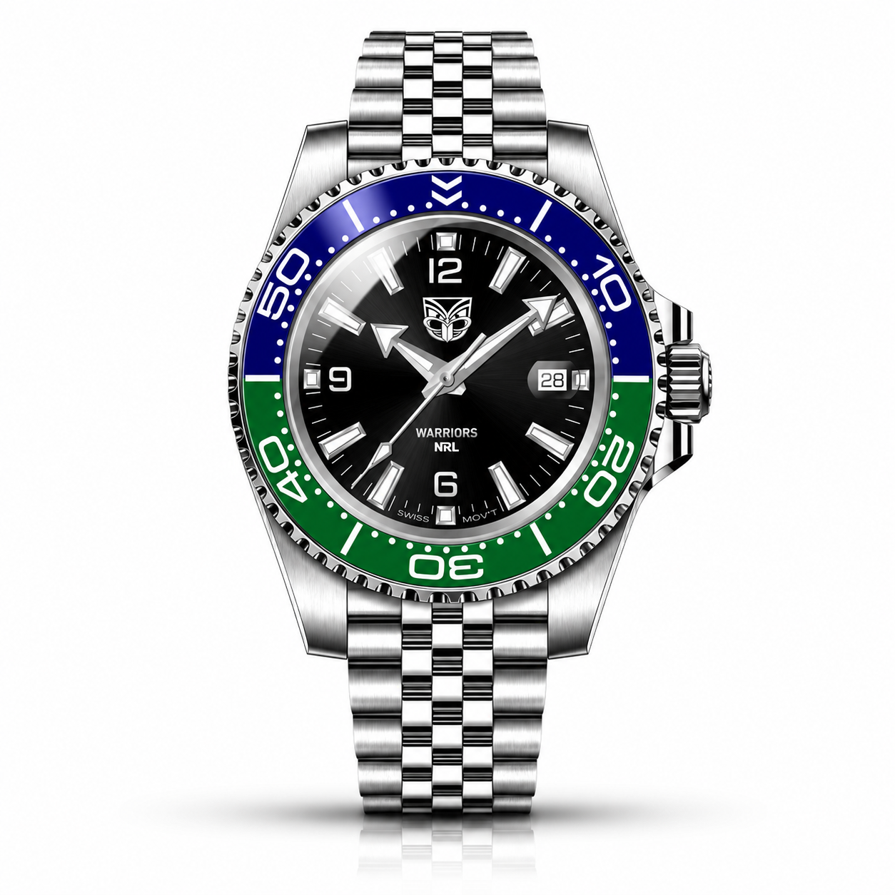 New Zealand Warriors Clubmaster™ Game Day watch, dial and case view