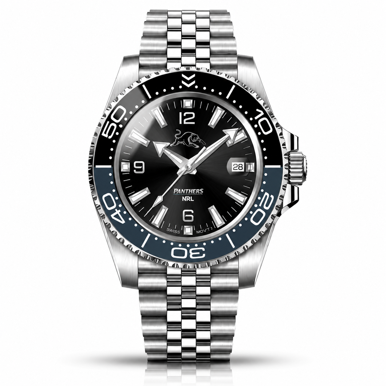 Penrith Panthers Clubmaster™ Game Day watch, dial and case view