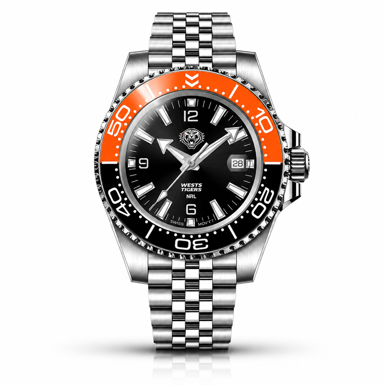 Wests Tigers Clubmaster™ Game Day watch, dial and case view