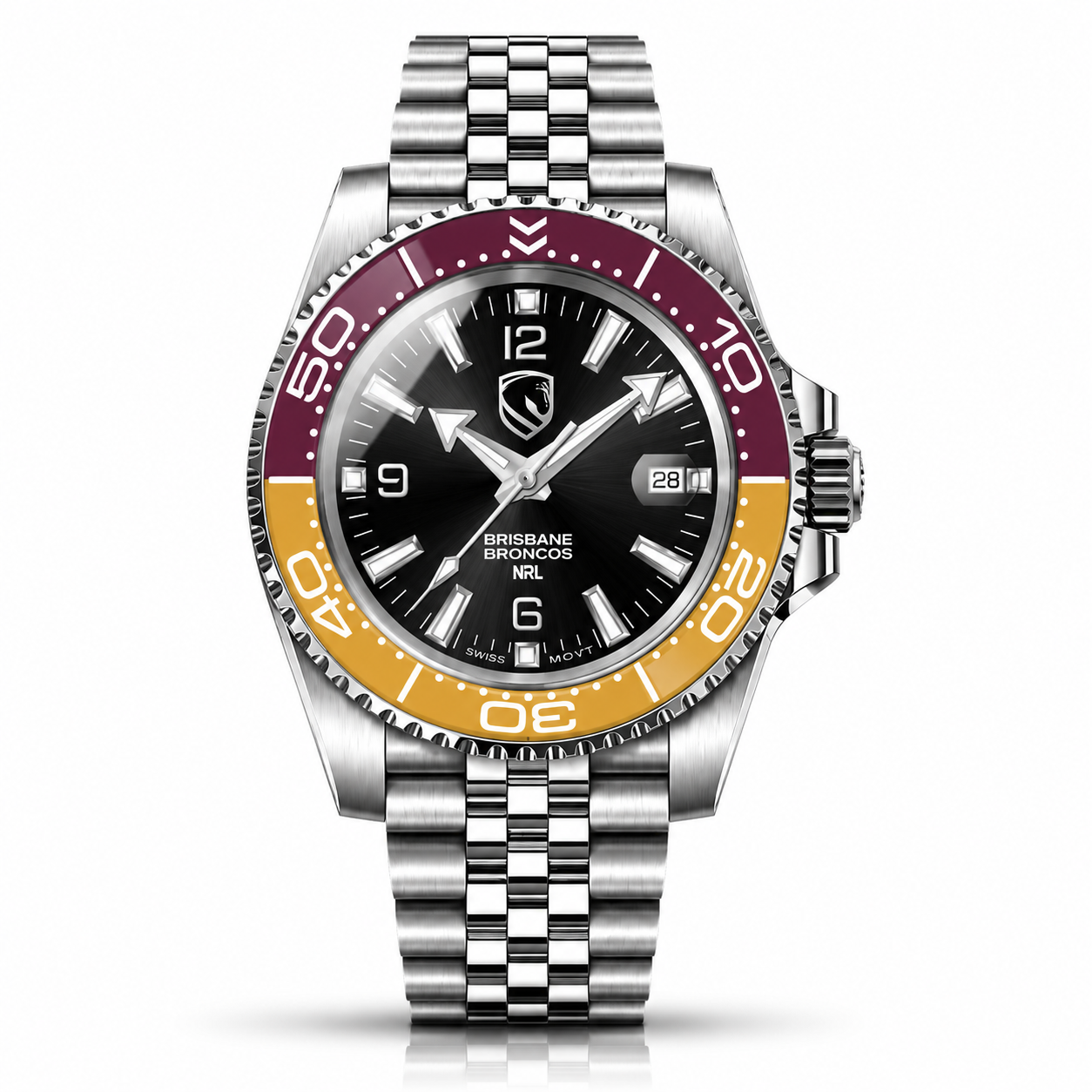 Brisbane Broncos Clubmaster™ Game Day watch, dial and case view