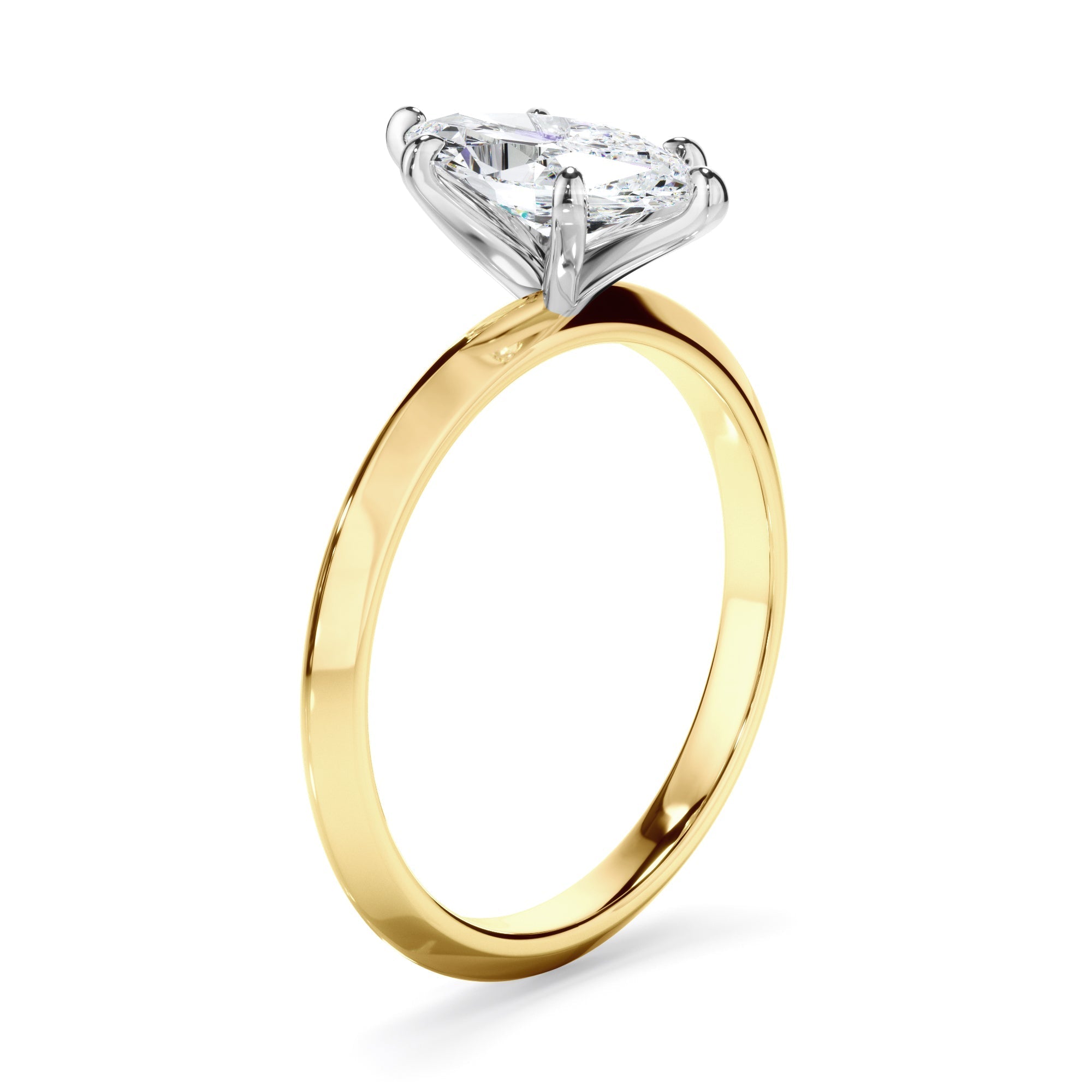 Marquise Cut Diamond Solitaire Knife Edge Engagement Ring