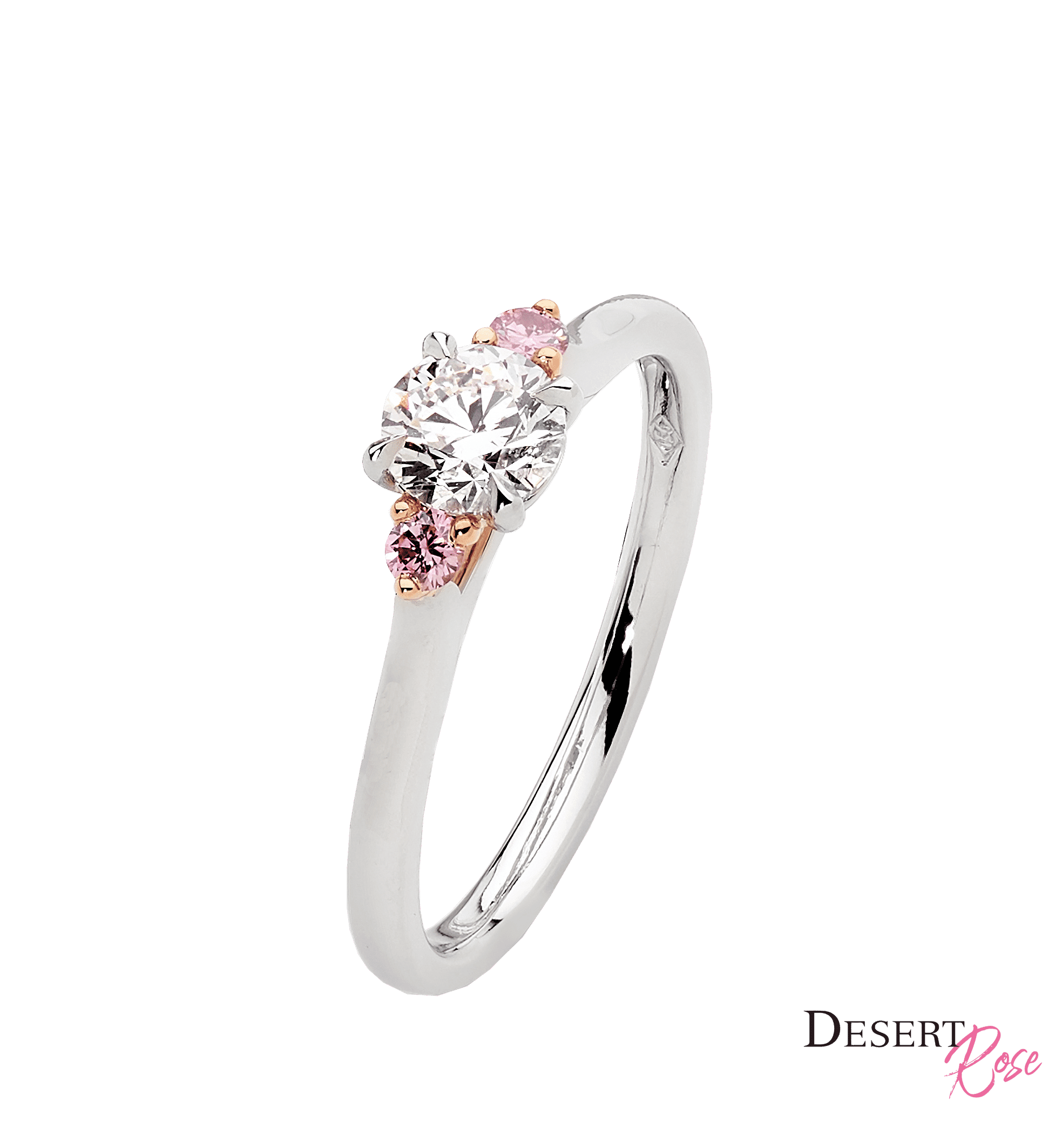 18ct White & Rose Gold Round Brilliant Engagement Ring