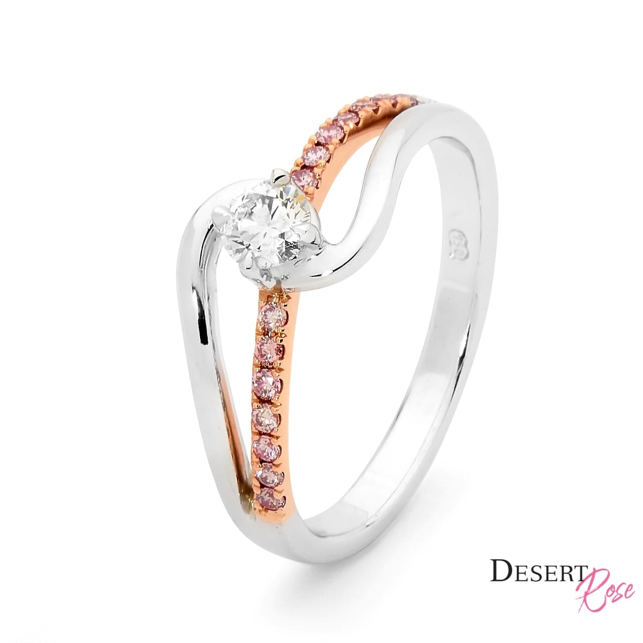 18ct White & Rose Gold Round Brilliant Engagement Ring