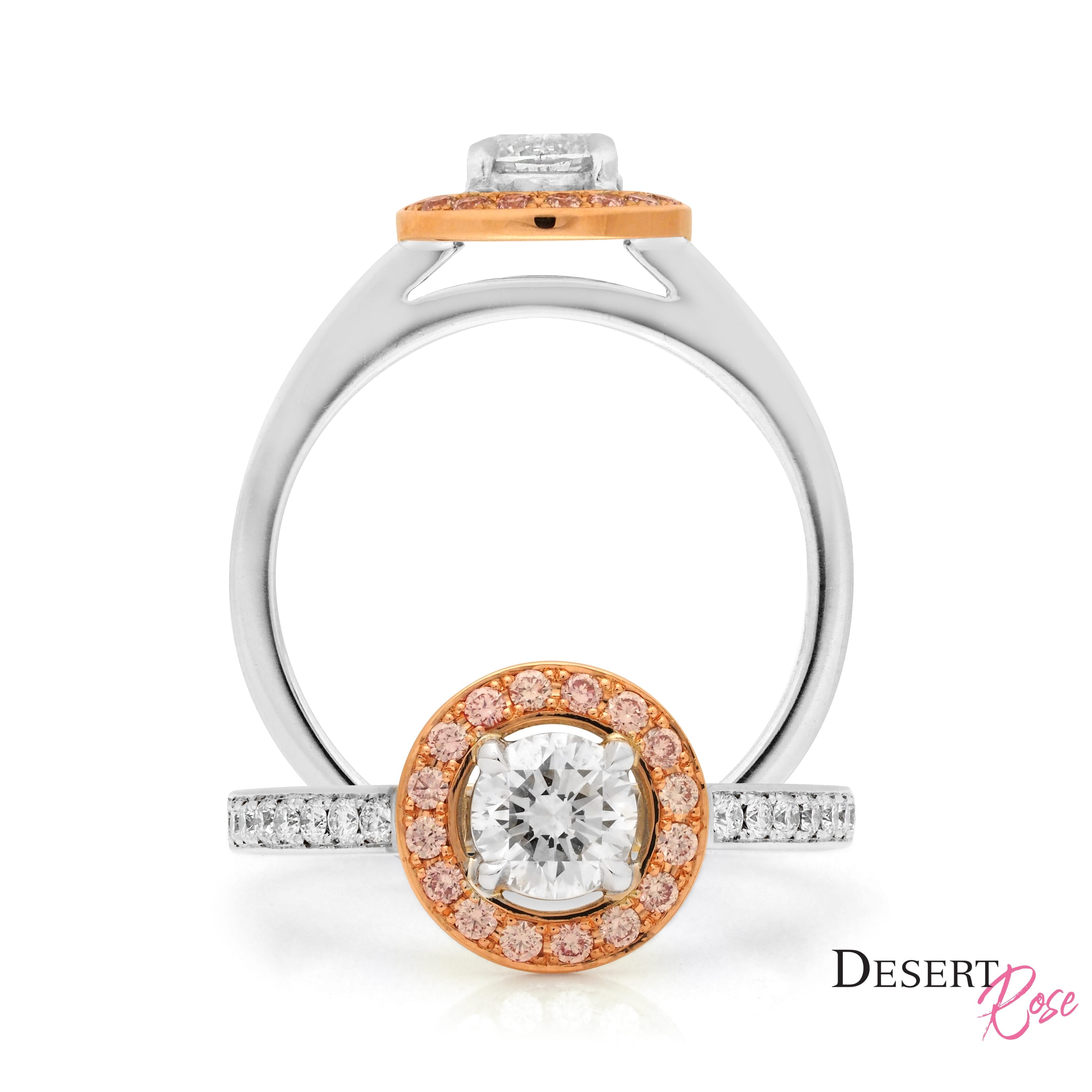 18ct White & Rose Gold Halo Engagment Ring