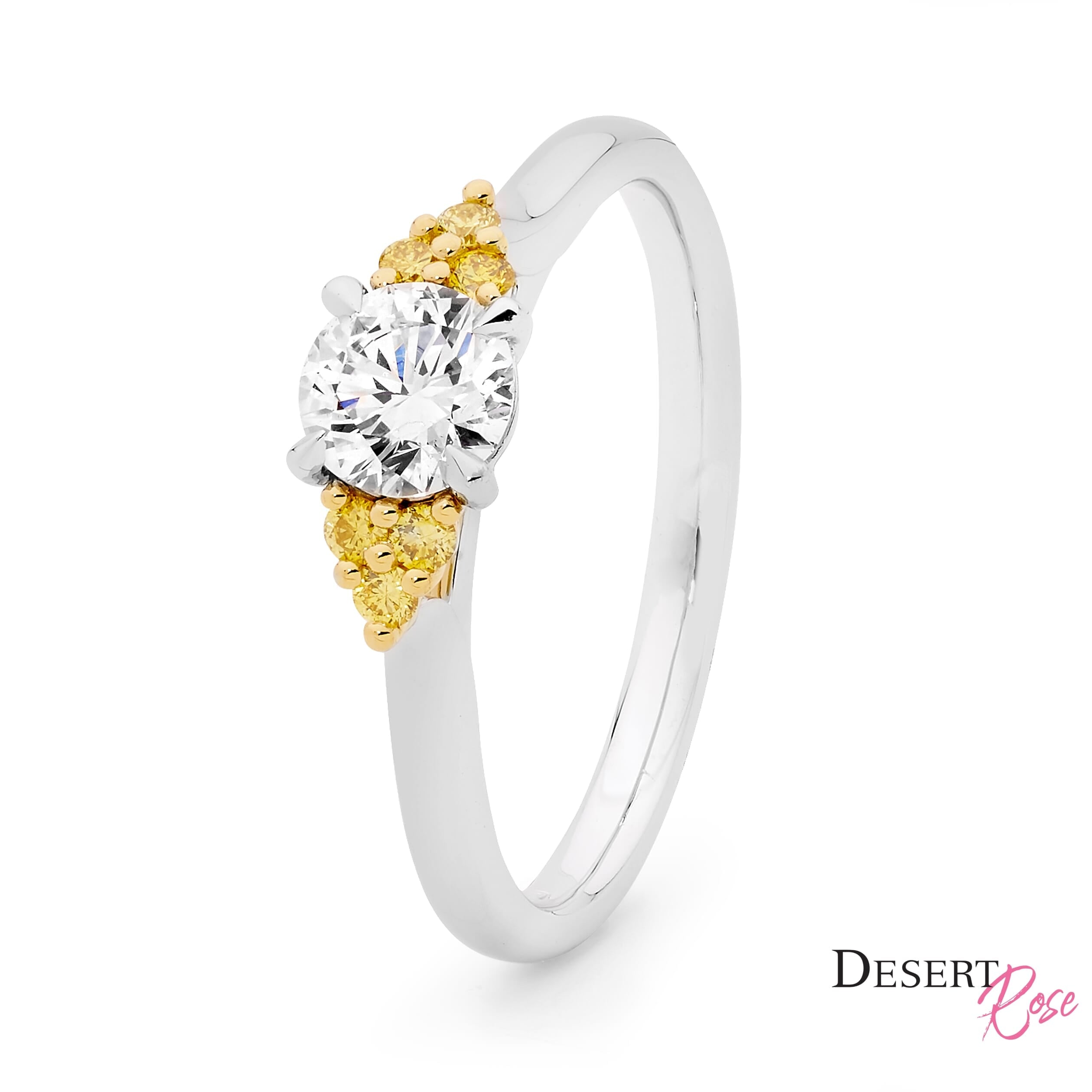 18ct White & Yellow Gold Round Brilliant Engagement Ring