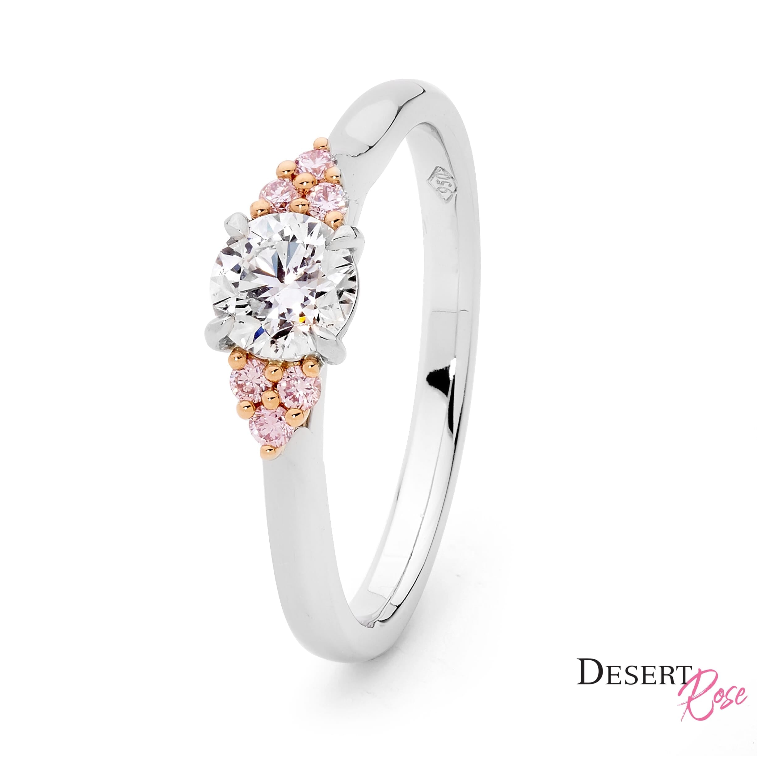 18ct White & Rose Gold Round Brilliant Engagement Ring