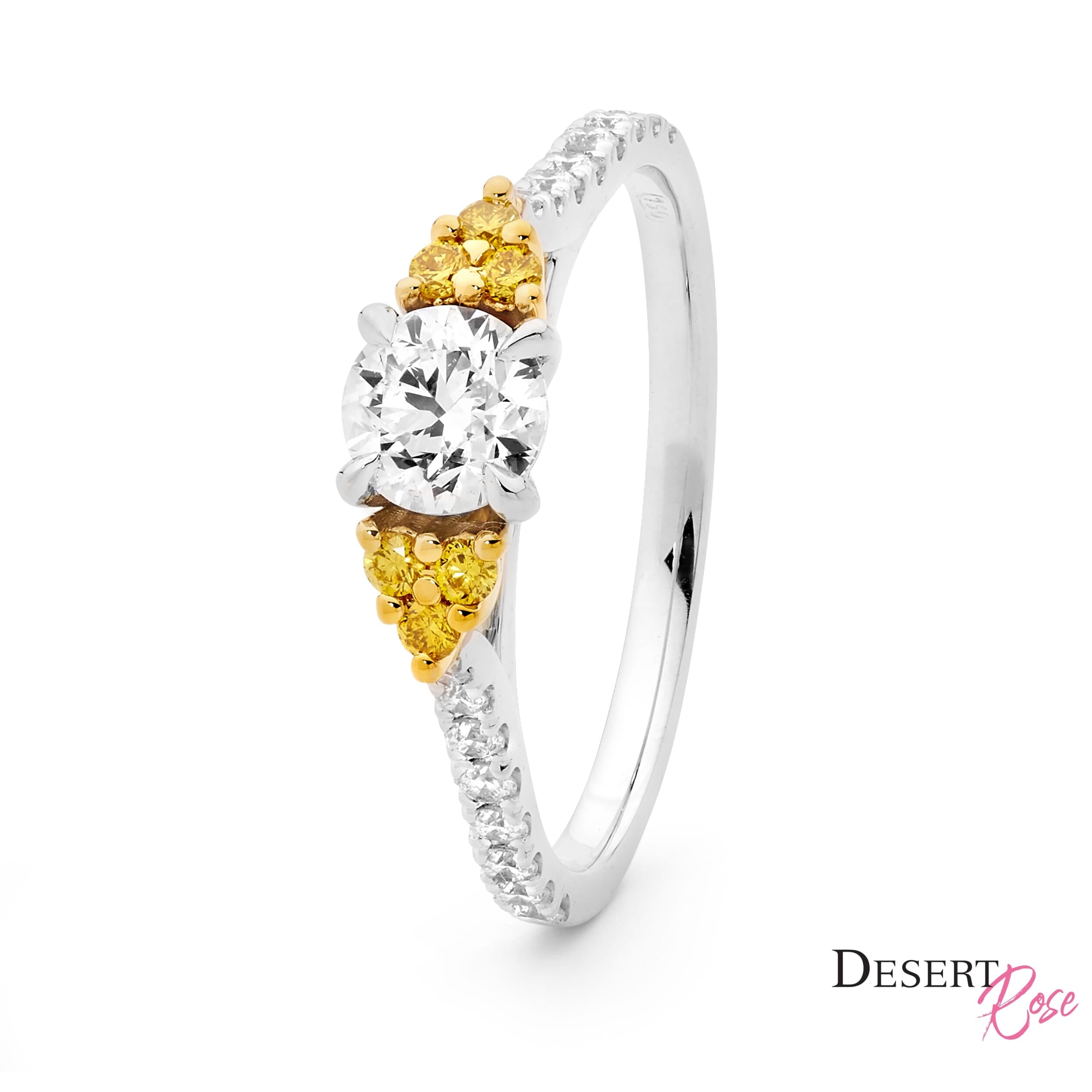 18ct White & Yellow Gold Round Brilliant Engagement Ring