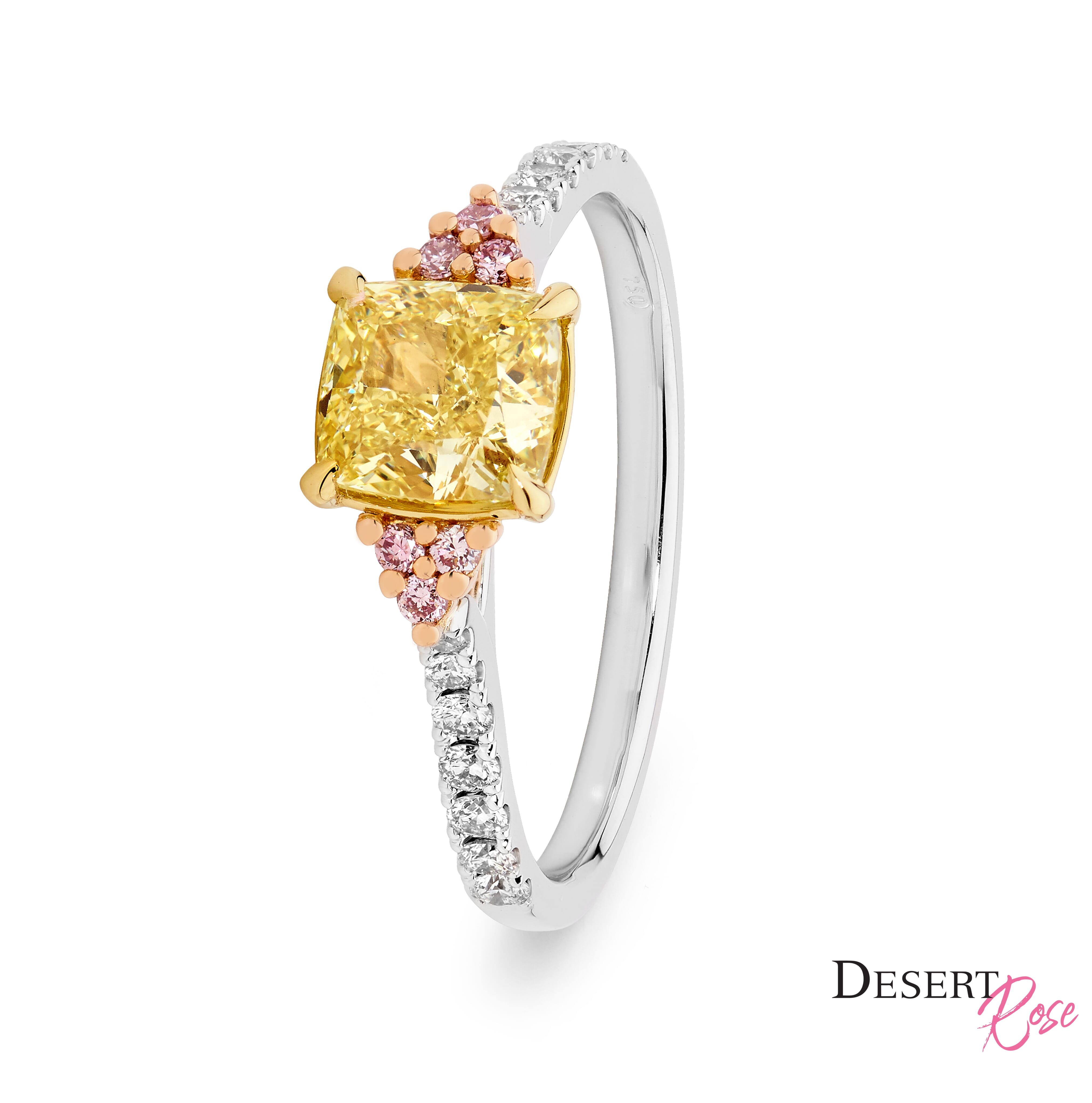 18ct White, Yellow & Rose Gold Yellow Diamond Engagement Ring