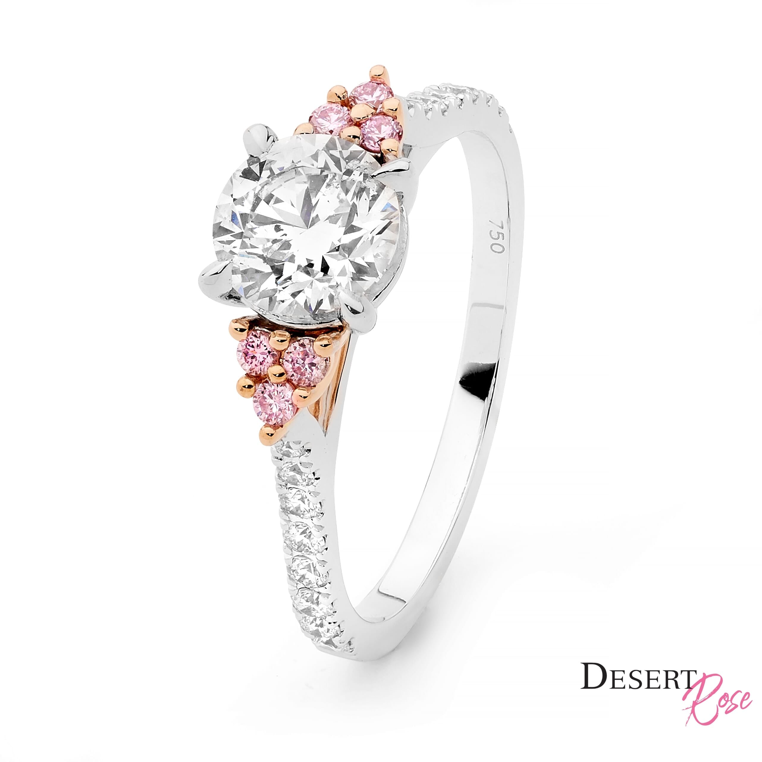 18ct White & Rose Gold Round Brilliant Engagement Ring