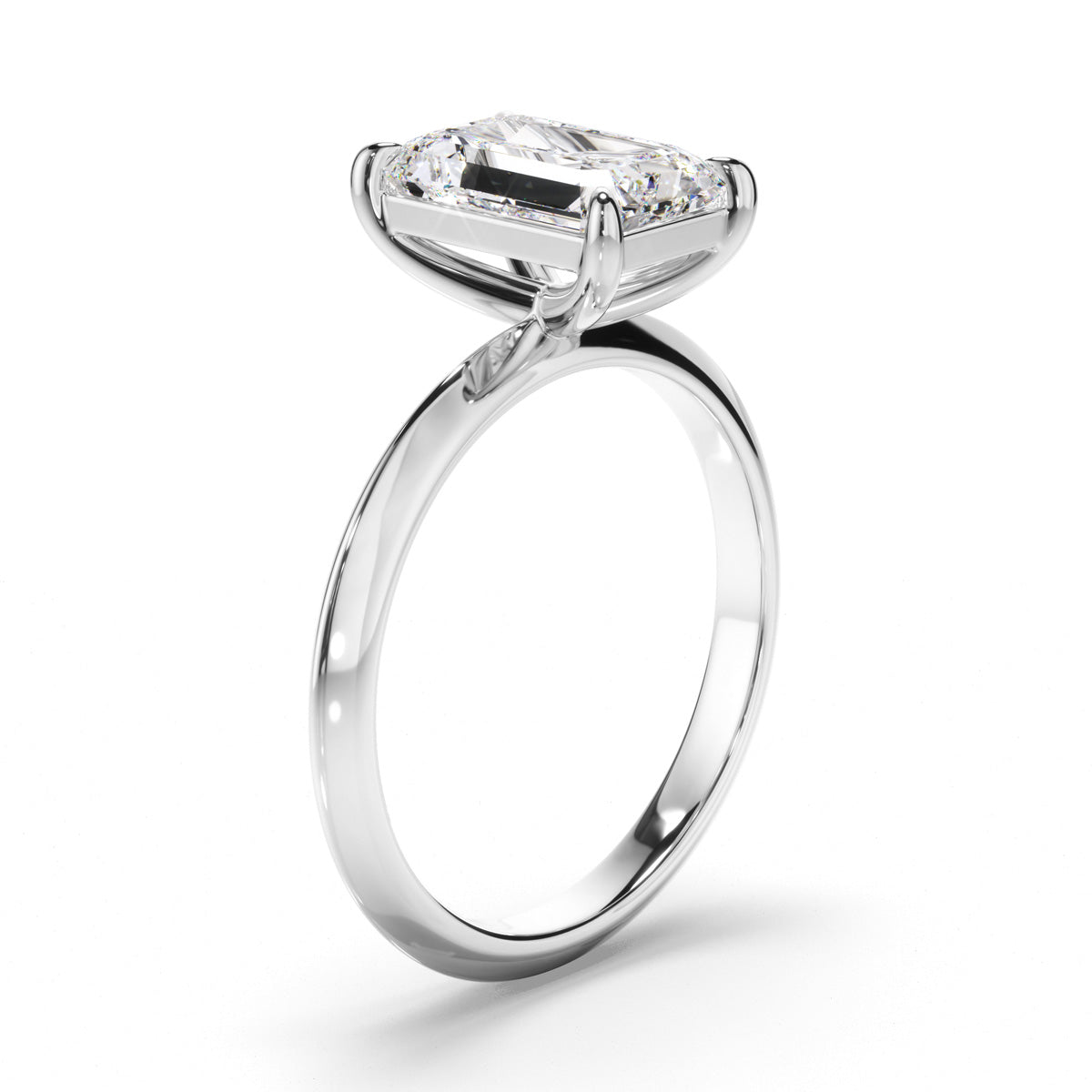 Emerald Cut Diamond Solitaire Engagement Ring