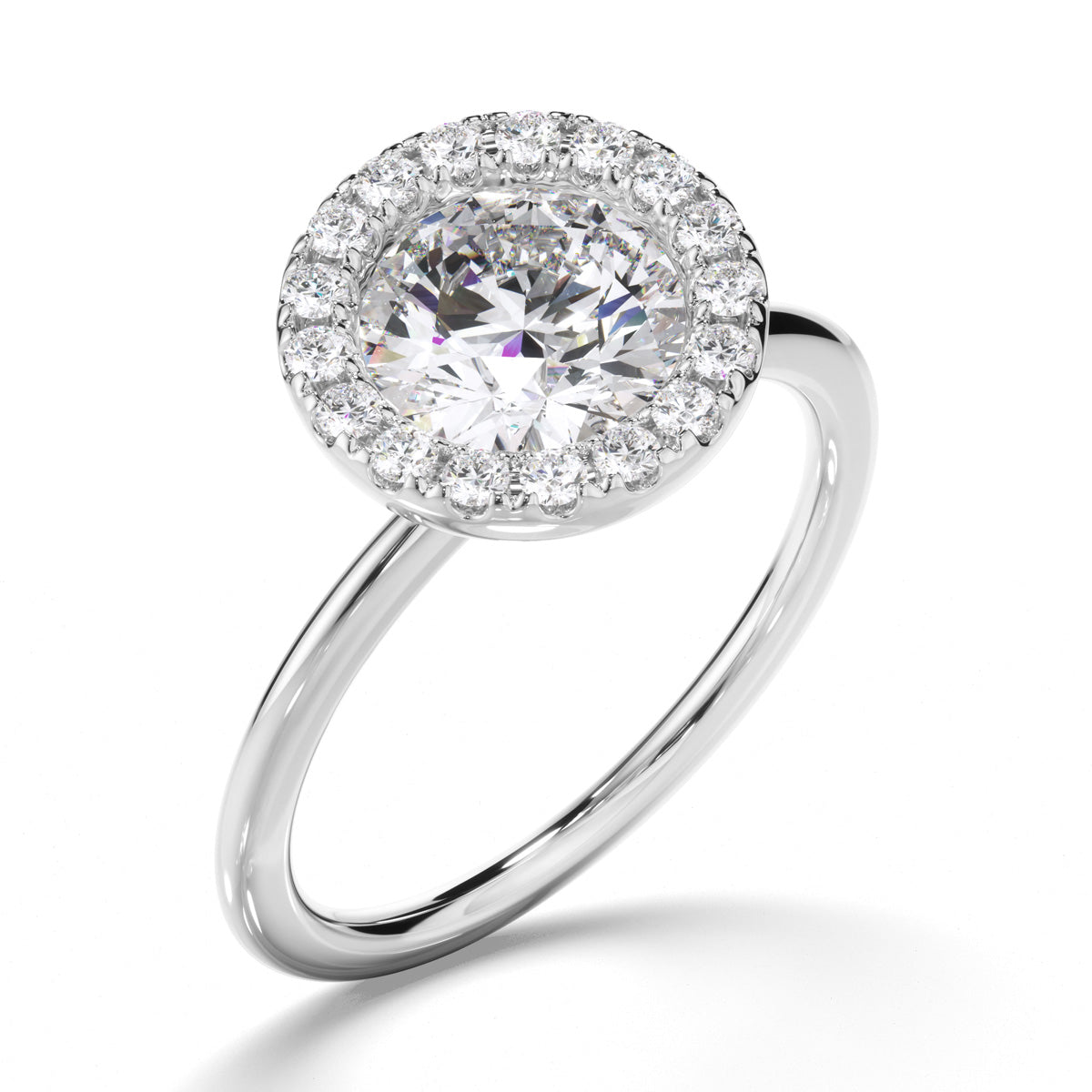 Round Brilliant Cut Diamond Halo Engagement Ring