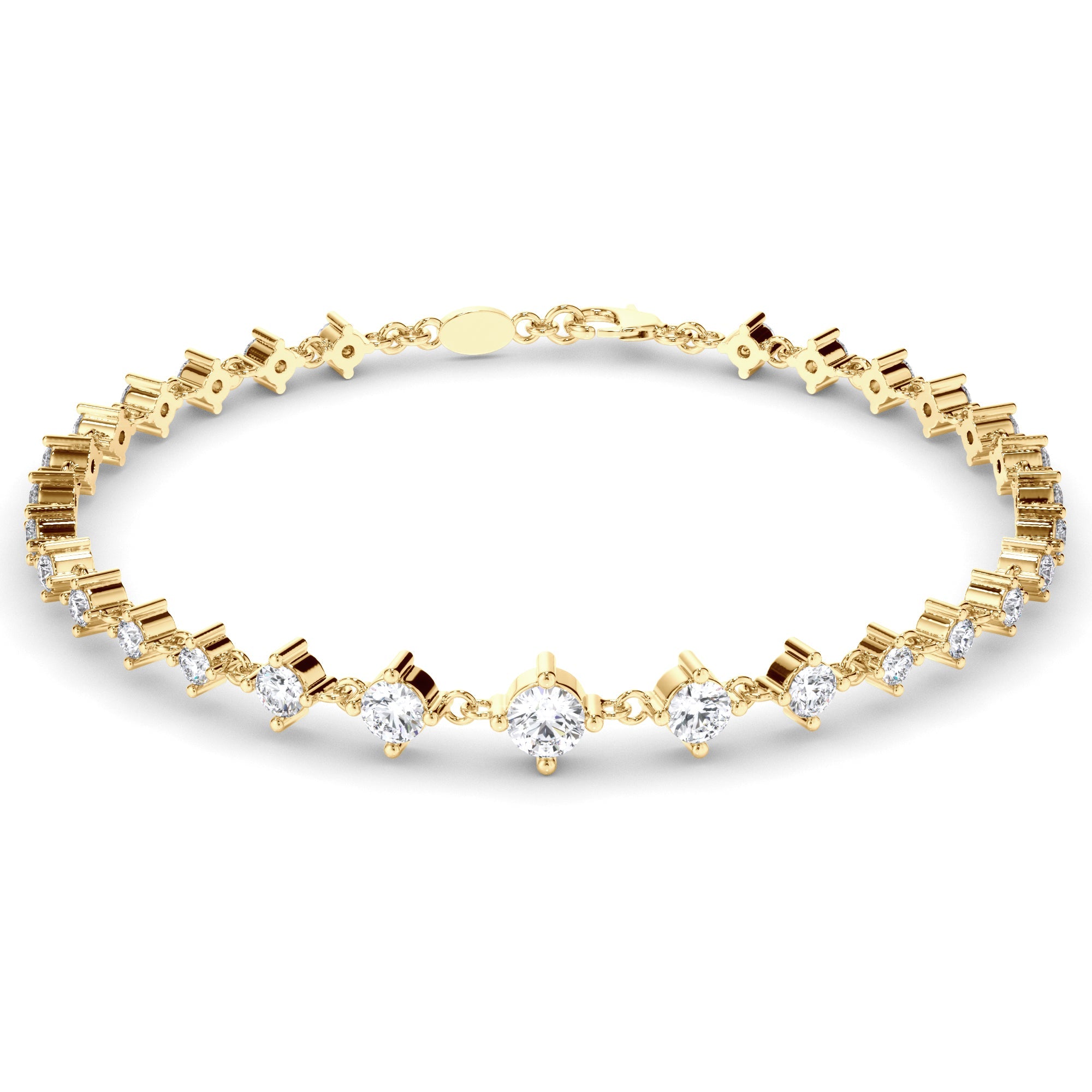 Round Brilliant Cut Natural Mined Diamond Tennis Bracelet